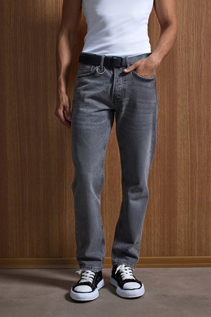 Erkek Relaxed Straight Fit Basic Jean Gri