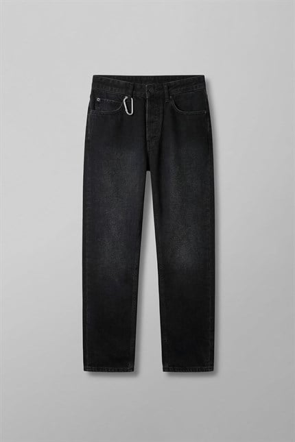 Erkek Relaxed Straight Fit Basic Jean Siyah