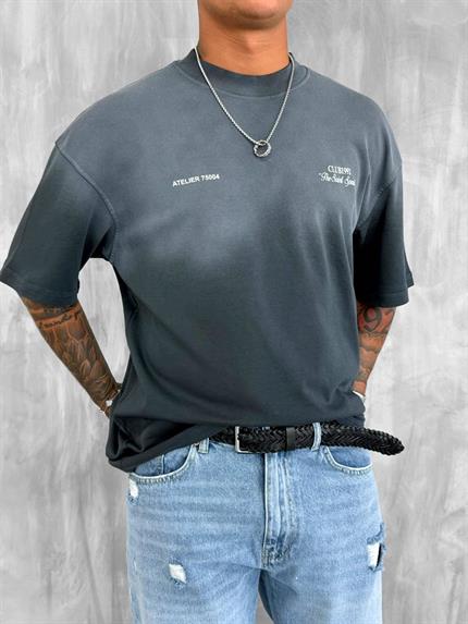 Erkek Yıkamalı Premium Kumaş Oversize T-Shirt Siyah