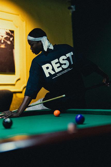 Erkek Rest Baskılı Oversize Yıkamalı T-Shirt Siyah