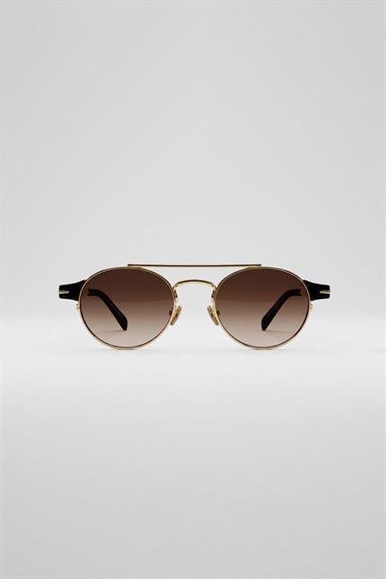 Erkek Retro Yuvarlak Metal Çerçeve Güneş Gözlüğü Altın