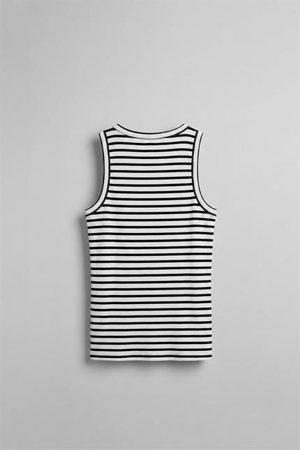 Erkek Ribana Kumaş Çizgili Atlet Beyaz