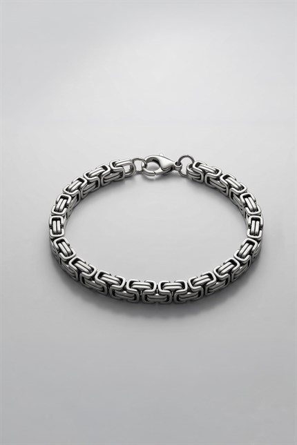 Erkek Şerit Çelik  Bileklik Gümüş