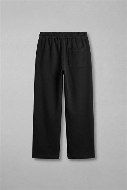 Erkek Şeritli Etnik Desenli Rahat Baggy Fit Eşofman Siyah