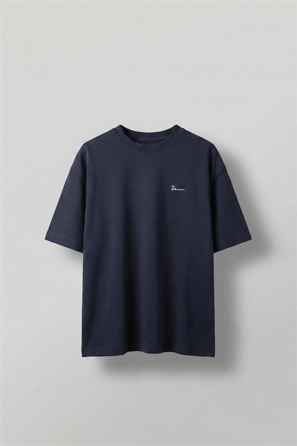 Erkek Sırtı Yamalı Oversize T-Shirt Lacivert