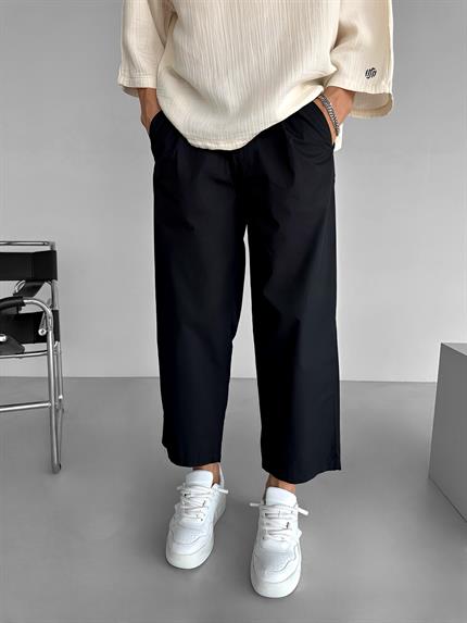 Erkek Skate Fit Rahat Kalıp Pamuk İnce Baggy Pantolon Siyah