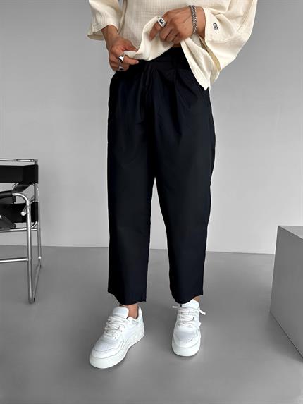 Erkek Skate Fit Rahat Kalıp Pamuk İnce Baggy Pantolon Siyah