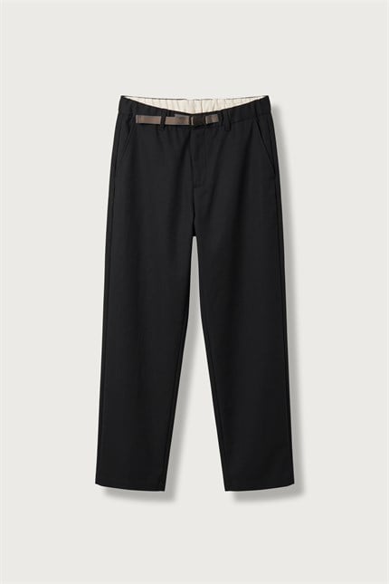 Erkek Slim Fit Beli Lastikli Kumaş Pantolon Siyah