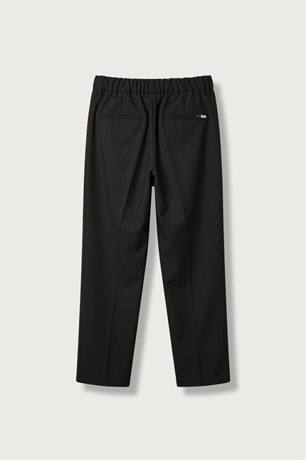 Erkek Slim Fit Beli Lastikli Kumaş Pantolon Siyah
