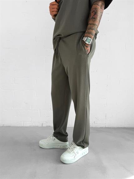 Erkek Regular Fit Beli Lastikli Rahat Eşofman Yeşil