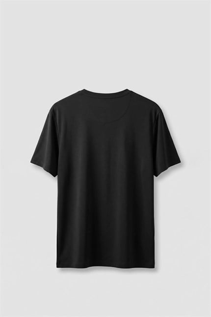 Erkek Slim Fit Bisiklet Yaka Basic T-Shirt Siyah