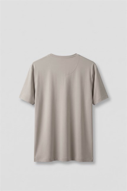 Erkek Slim Fit Bisiklet Yaka Basic T-Shirt Taş Rengi