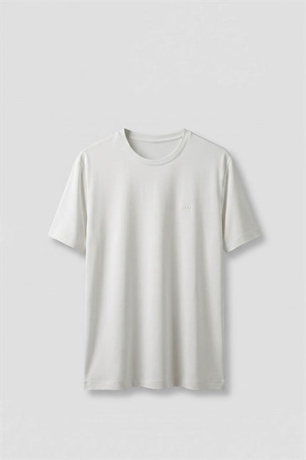 Erkek Slim Fit Bisiklet Yaka Basic T-Shirt Beyaz