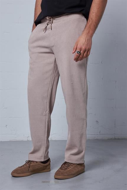 Erkek Regular Fit Fitilli Beli Lastikli Pantolon Bej