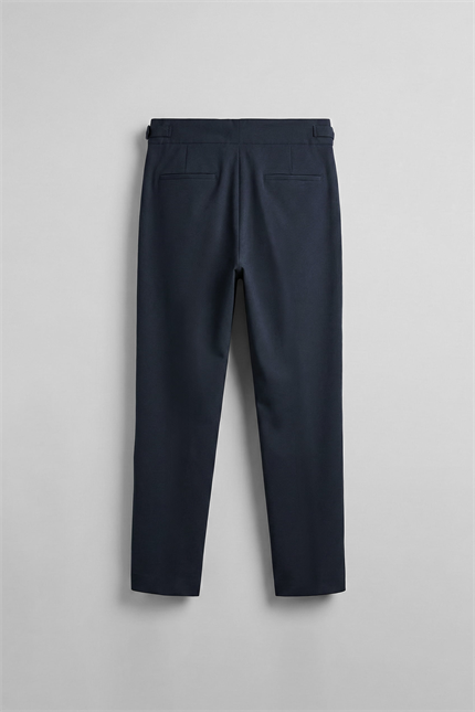 Erkek Slim Fit İtalyan Kesim Yan Tokalı Çift Düğmeli Pantolon Lacivert