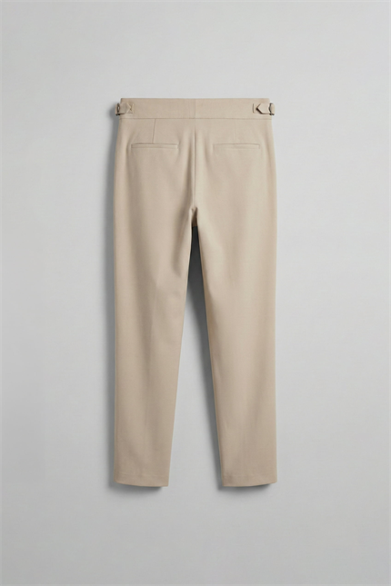 Erkek Slim Fit İtalyan Kesim Yan Tokalı Çift Düğmeli Pantolon Bej