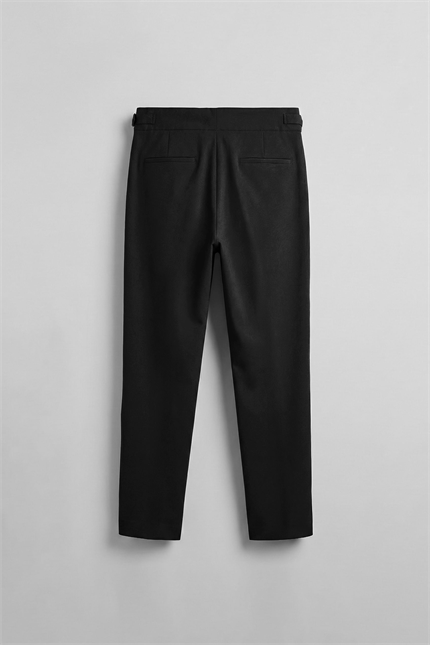 Erkek Slim Fit İtalyan Kesim Yan Tokalı Çift Düğmeli Pantolon Siyah