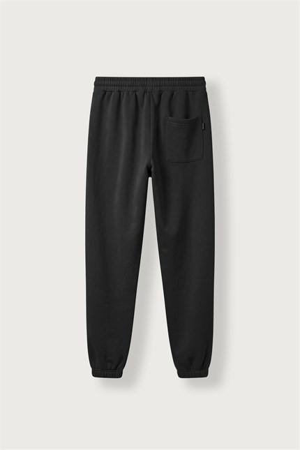 Erkek Slim Fit Şardonlu Pamuklu Eşofman Altı Siyah