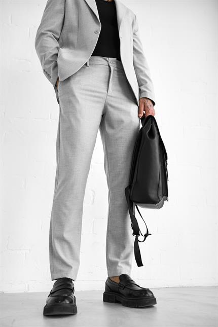 Erkek Slim Fit Takım Elbise Gri