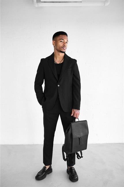 Erkek Slim Fit Takım Elbise Siyah