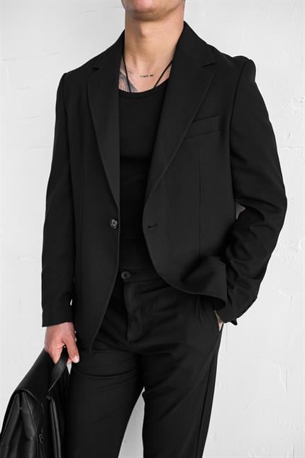 Erkek Slim Fit Takım Elbise Siyah