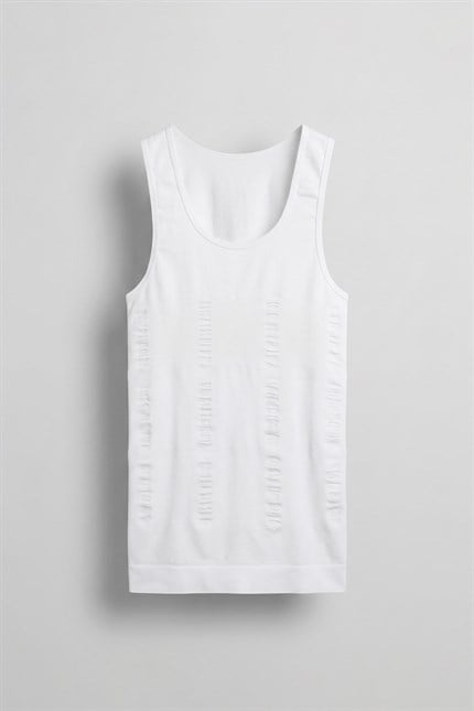 Erkek Slim Fit Vücut Şekillendirici Esnek Korse Atlet Beyaz
