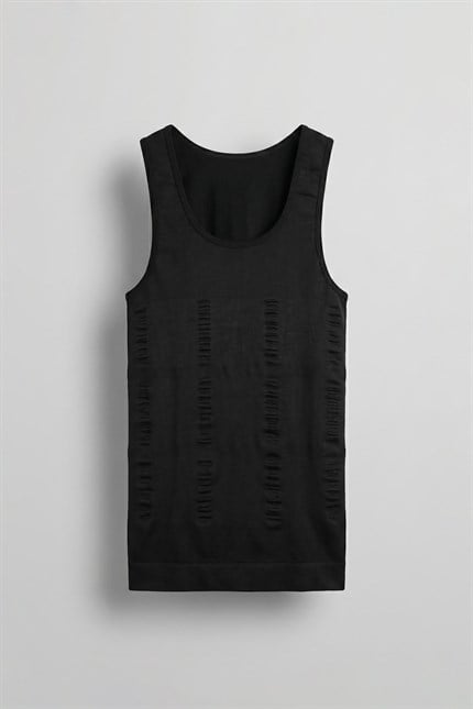 Erkek Slim Fit Vücut Şekillendirici Esnek Korse Atlet Siyah