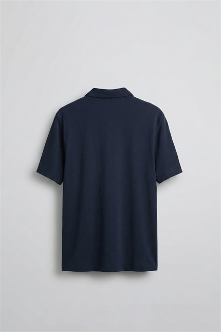 Erkek Slim Fit Yarım Fermuarlı Basic Polo Yaka T-Shirt Lacivert