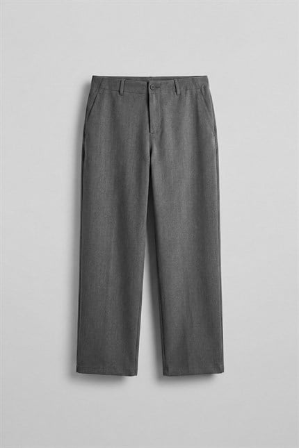 Erkek Smart Casual Bol Paça Relaxed Fit Pantolon Gri