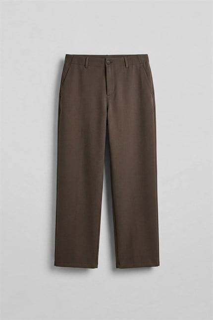 Erkek Smart Casual Bol Paça Relaxed Fit Pantolon Kahverengi