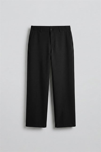 Erkek Smart Casual Bol Paça Relaxed Fit Pantolon Siyah