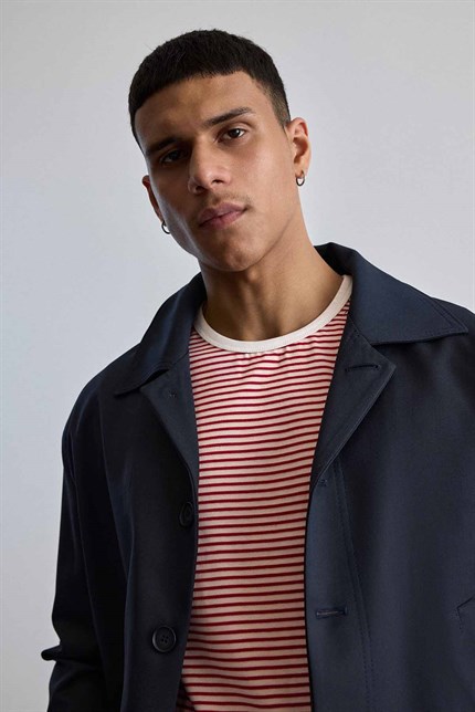 Erkek Smart Casual Relaxed Fit Düğmeli Ceket Lacivert