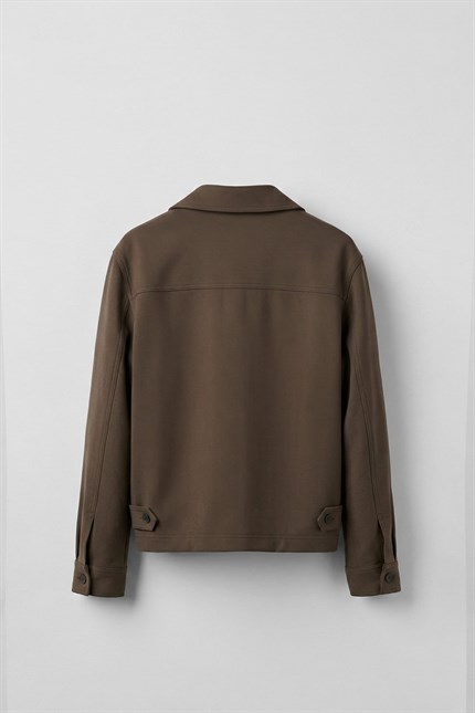 Erkek Smart Casual Relaxed Fit Düğmeli Ceket Kahverengi