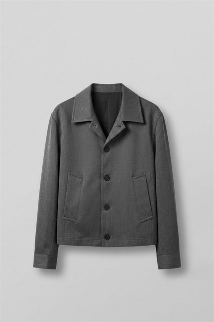 Erkek Smart Casual Relaxed Fit Düğmeli Ceket Gri