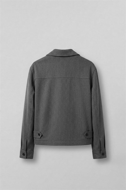 Erkek Smart Casual Relaxed Fit Düğmeli Ceket Gri