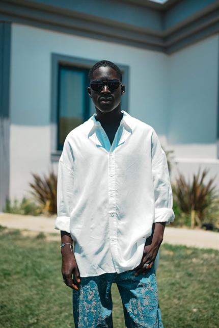 Erkek Soft Dokulu Basic Oversize Gömlek Beyaz