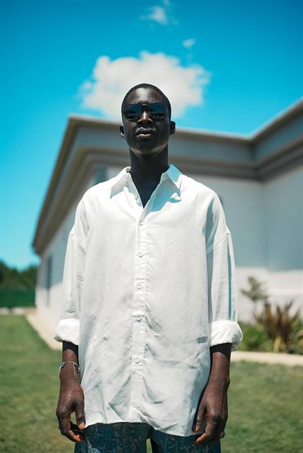 Erkek Soft Dokulu Basic Oversize Gömlek Beyaz