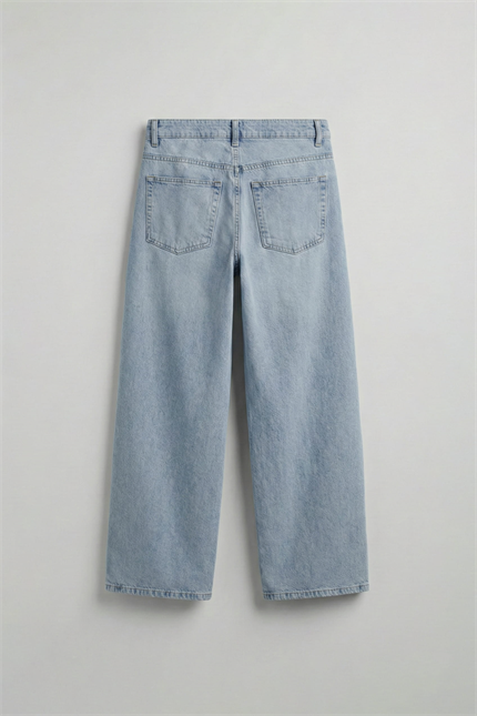 Erkek Süper Baggy Fit Jean Pantolon Buz Mavi