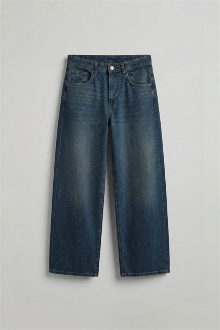 Erkek Süper Baggy Fit Jean Pantolon Koyu Mavi