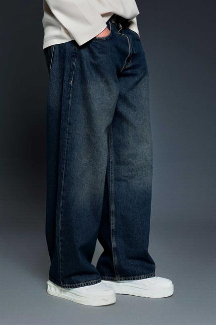 Erkek Süper Baggy Fit Jean Pantolon Lacivert