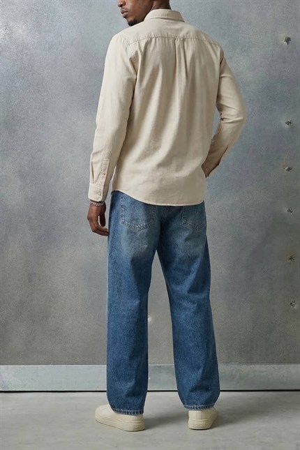 Erkek Süper Baggy Fit Jean Pantolon Mavi