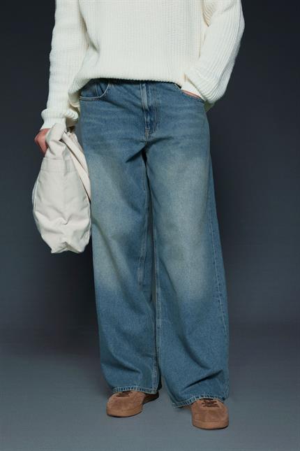 Erkek Süper Baggy Fit Jean Pantolon Soluk Mavi