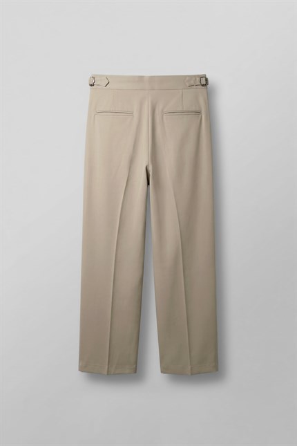Erkek Süper Baggy Pileli Geniş Paça Gabardin Pantolon Bej