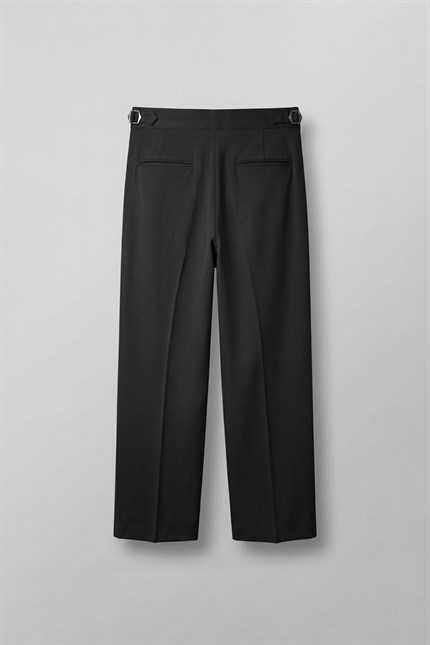 Erkek Süper Baggy Pileli Geniş Paça Gabardin Pantolon Siyah