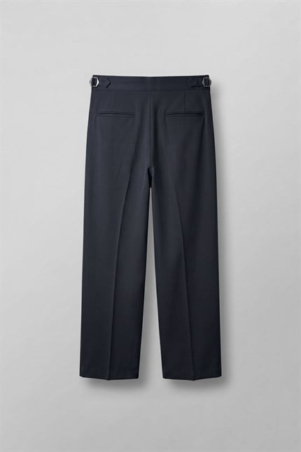 Erkek Süper Baggy Pileli Geniş Paça Gabardin Pantolon Lacivert