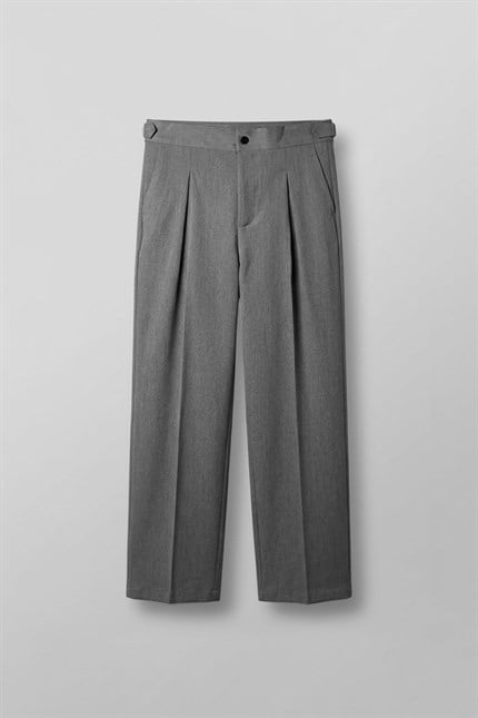 Erkek Süper Baggy Pileli Geniş Paça Gabardin Pantolon Antrasit
