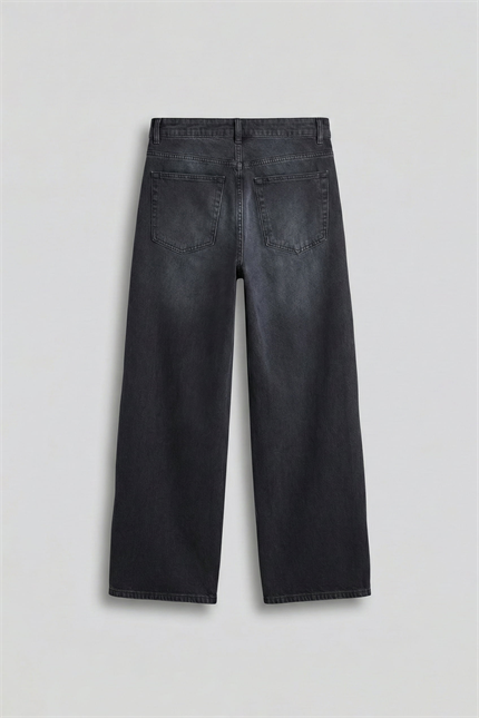 Erkek Süper Baggy Yıkamalı Jean Pantolon Füme