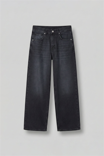 Erkek Süper Baggy Yıkamalı Jean Pantolon Füme