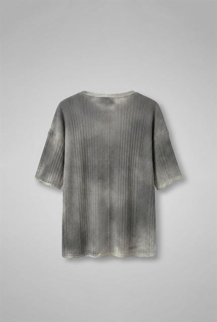 Erkek Super Oversize Desenli Triko T-Shirt Siyah