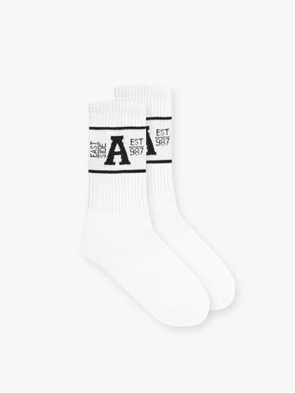 Erkek Unisex East Sıde Baskılı Uzun Kolej Tenis Çorap Beyaz Beyaz